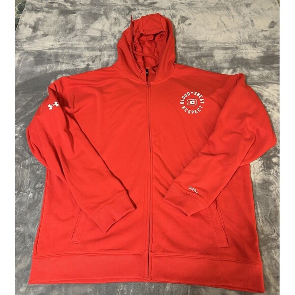 Under Armour XFL DC Defenders Hoodie Red Full Zip Blood Sweat Respect Men’s 3XL - Picture 1 of 12